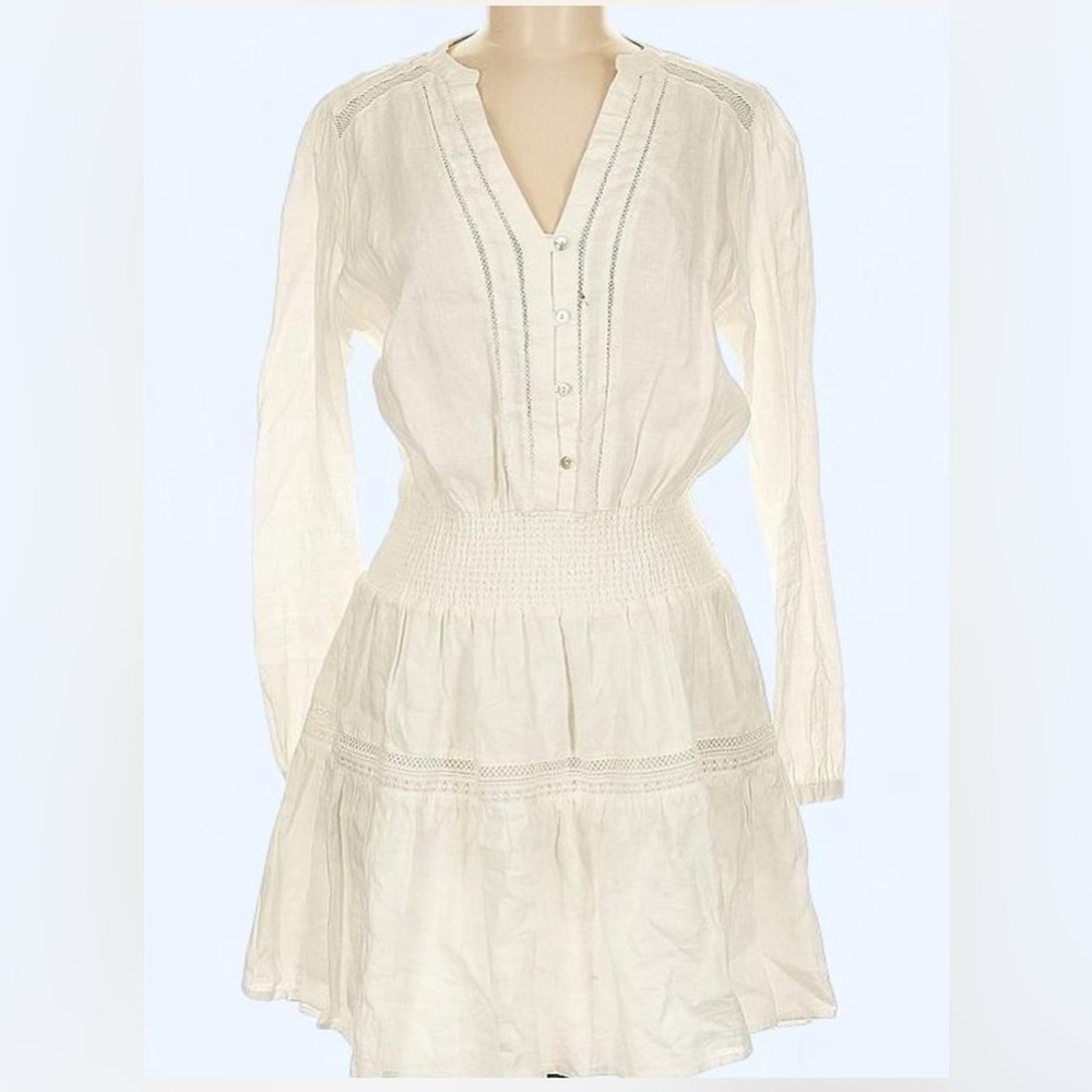 Magaschoni White Linen Long Sleeve Mini Dress LSF / Zimmerman Inspired